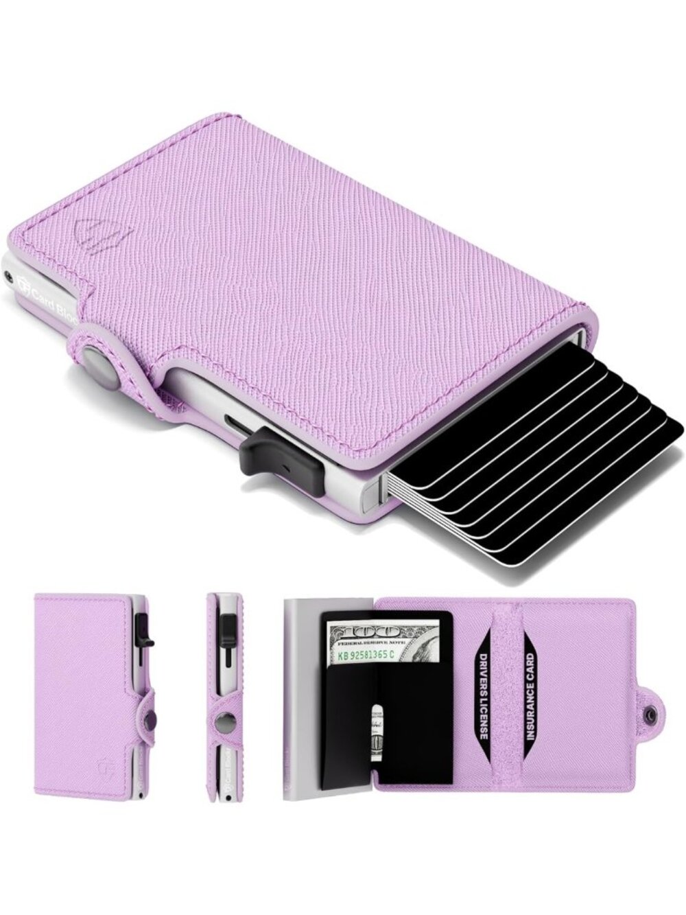 Light Pink RFID Wallet for Women - Saffiano Leather Credit Card Holder, Slim